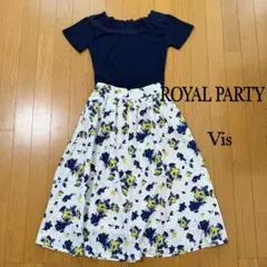 【美品】ROYAL PARTY 肩レースリブニット Vis フレアスカートのサムネイル