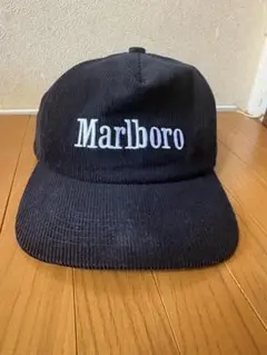 Marlboro マルボロ ブラック コーデュロイキャップ CAP 黒 白刺繍