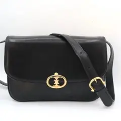 美品　セリーヌ　レザー　トリオンフ　ショルダーバッグ　ブラック