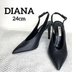 ダイアナ DIANA パンプス スリングバック 24cm黒 Vカット ミュール