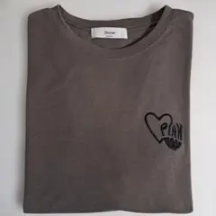 ■Discoat ディスコート ハートロゴ刺繍Tシャツ■チャコール/M/