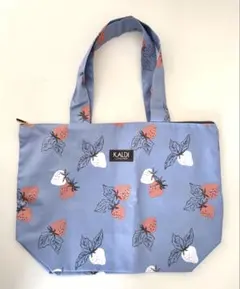 2024年 カルディ　いちごバッグ　トートバッグ　エコバッグ　ブルー