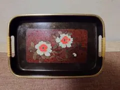 美品 牡丹 竹 金蒔絵 螺鈿 三連六角 帯留 朱塗 黒塗 漆芸 時代物