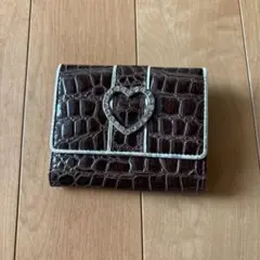 ブラウン クロコダイル風 三つ折り財布