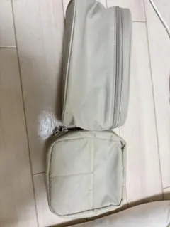 MUJI 廃盤ベージュ ナイロン ポーチ 2個セット