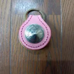 コインケース　キーホルダー　牛ヌメ革　コインコンチョ　ピンク②