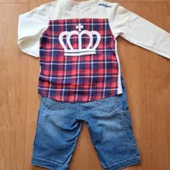 BABYDOLL　ロンTシャツ　チェック　重ね着風　120cm