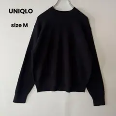 UNIQLO スムースコットンクルーネックセーター ニット 綿100% 無地 黒