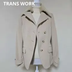 TRANS WORK トランスワーク　ラビットファー付コート　アンゴラ　ベージュ
