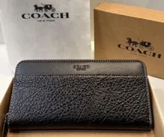 COACH コーチ　ラウンドファスナー財布 ブラック　アコーディオン　ジップのサムネイル