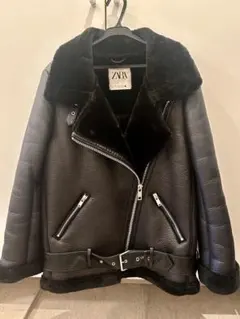 ZARA ブラック レザーライダースジャケット