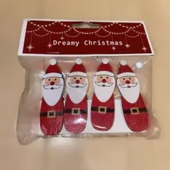 クリスマス 木製 サンタクリップ 4個セット