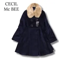 ロングコート　ネイビー　ファー付　2way　Mサイズ　タグ付　セシルマクビー