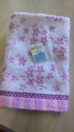 桜の花柄 無撚糸バスタオル