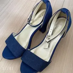 レディース デニム ヒール パンプス アンクルストラップ デニム L