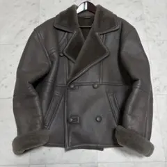 ムートン レザージャケット ダブル ふかふか Vintage グレージュ F