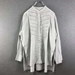 ヌキテパ Poplin Stripe Pin Tuck Lace Blouse