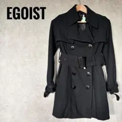 EGOIST 黒 ブラック　ダブルブレスト トレンチコート　ウールコート