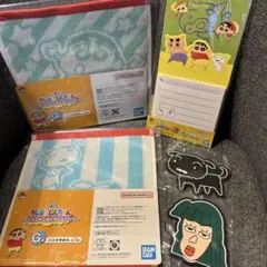 クレヨンしんちゃん G賞ハンドタオル2種、F賞メモコレクション1種、おまけ2つ