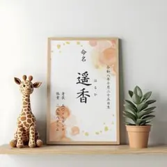 【匿名発送】命名書 A4 オーダー 名入れ 女の子　名前　出産祝い　ポスター