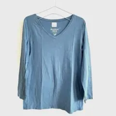 ニコアンド　ブルーVネック長袖Tシャツ