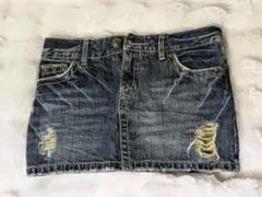 デニムミニスカート Mサイズ ダメージ加工