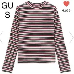 (15) 新品 GU マルチボーダー ハイネックT Sサイズ