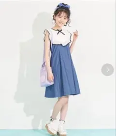 ★美品★メゾピアノ★ジュニア★デニム★フリル★ワンピース★サイズM★150
