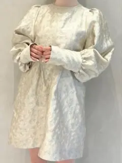 merry jenny　flowerジャガードパフミニワンピース