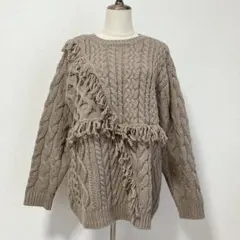 INGNI『イング』【M】ベージュ♡フリンジ付き♡ケーブルニットセーター