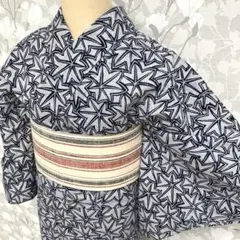 木綿・藍型染着物・やさしい色の藍染・裏面は無地 - メルカリ