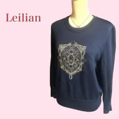 Leilian レリアン ウール100% 刺繍ニットトップス 金ボタン