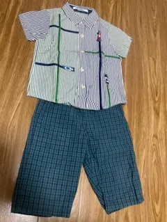 ファミリア　車刺繍シャツ　リバーシブルパンツのセット　美品