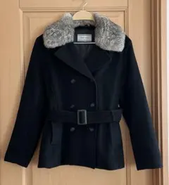 BOOGIE・WOOGIE✨ファー付きピーコート　ベルト　アンゴラ71%