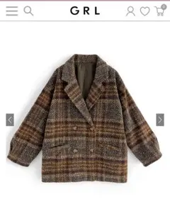 GRL チェック柄ダブルボタンコート