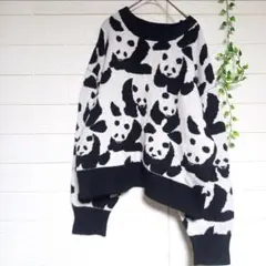 パンダ柄セーター　ニット　M