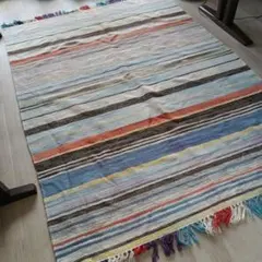 多色ストライプ　ラグ・カーペット