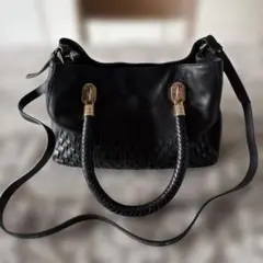 COLE HAAN ブラック レザー ハンドバッグ