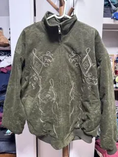 刺繍デザイン ジップアップブルゾン カーキのサムネイル