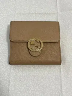 グッチ GUCCI 財布 二つ折り ミニ財布 ミニウォレット レザー ベージュ