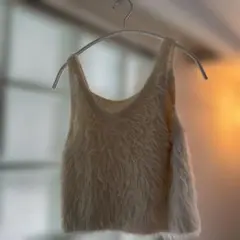 アイボリー フェイクファー ビスチェ