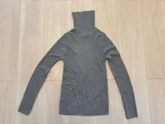 【美品】GU ジーユー　リブタートルネックセーター　グレー　Mサイズ