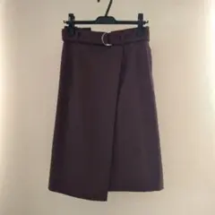 【美品】ラップ風 タイトスカート 共布ベルト付き ブラウン 9号　巻きスカート風