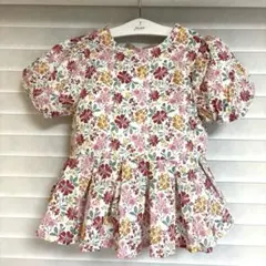 【未使用品】petit mainプティマイン花柄パフスリーブトップス