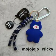mojojojo じゃらじゃらキーホルダー 青ネコ 猫 黒 ネイビー Nicky