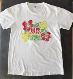 ハリウッドランチマーケットの半袖Tシャツ ハイビスカス柄 ホワイト