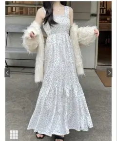 花柄シャーリングティアードキャミワンピース