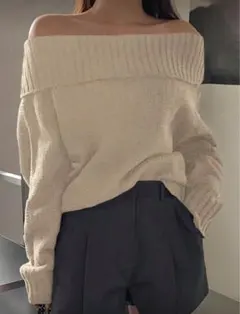 SHEIN オフショルダークリームニット