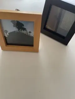 イエロー＆ブラック木製　スクエアフォトフレーム2個セット