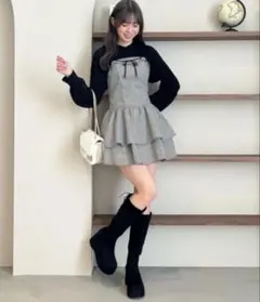 BUBBLES オープンネックギャザーワンピース(M) - メルカリ